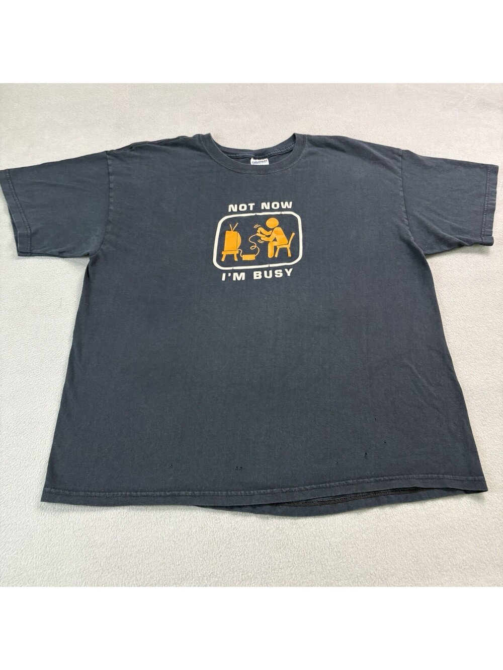 Vintage Y2K Not Now I’m Busy Video Game Joke Humor T Shirt Size XL Black